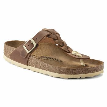 Gizeh Birkenstock Braid Oiled Kozene Damske Hnede | SK 113RVD